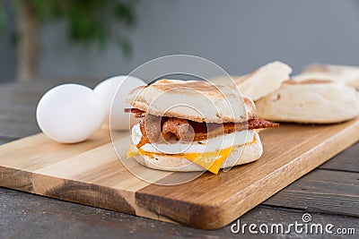Bacon, Egg and Cheese Breakfast Sandwich Stock Photo