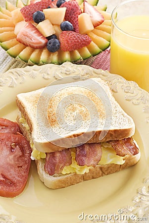 Bacon and Egg Sandwich Breakfast Stock Photo