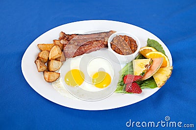 Bacon and eggs breakfast platter Stock Photo