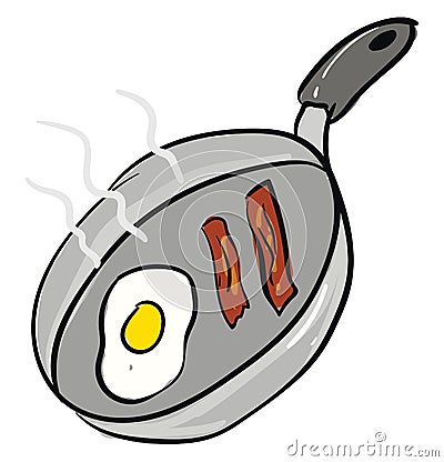 Bacon and eggs frying in a pan vector illustration Vector Illustration