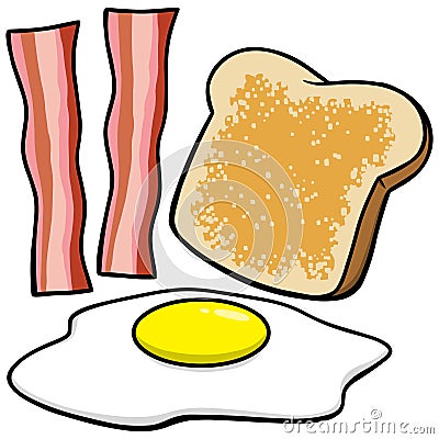 Bacon, Eggs and Toast Vector Illustration