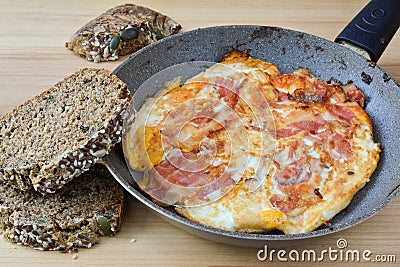 Bacon end eggs with chrono bread Stock Photo