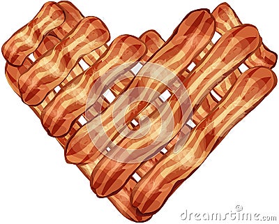 Bacon Strips In Heart Shape Vector Illustration