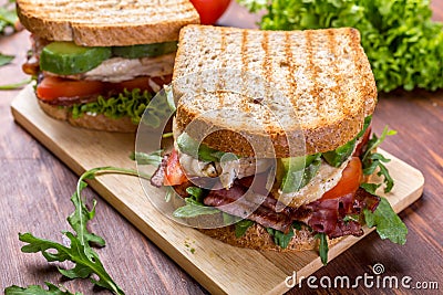 Bacon, Lettuce and Tomato BLT Sandwiches Stock Photo