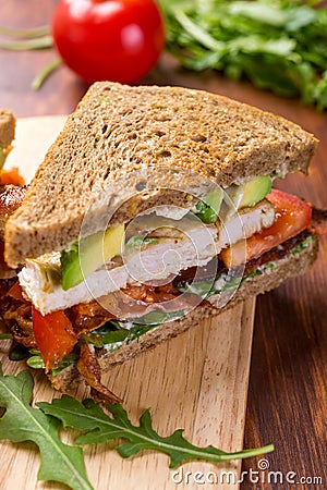 Bacon, Lettuce and Tomato BLT Sandwiches Stock Photo
