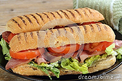 Bacon Lettuce and Tomato Panini Stock Photo