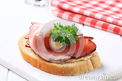 Bacon open faced sandwich Stock Photo