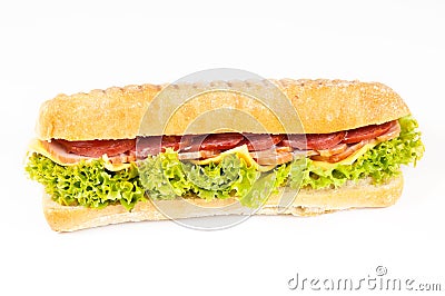 Bacon, salami and cheese panini Stock Photo