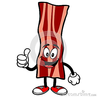 Bacon Strip Running with Thumbs Up Vector Illustration