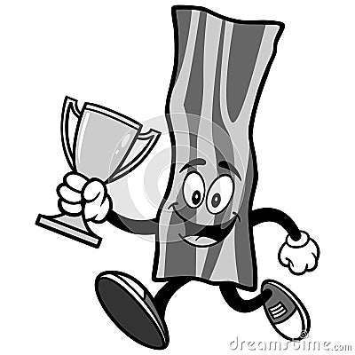 Bacon Strip Running with Trophy Illustration Vector Illustration