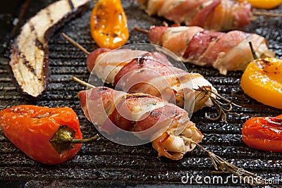 Bacon-Wrapped Chicken Tenders Stock Photo