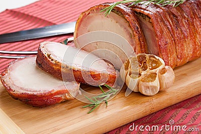 Bacon-wrapped Pork Loin Stock Photo