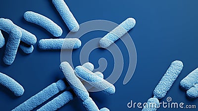Bacteria. Bacterium. Blue color. Prokaryotic microorganisms. Cartoon Illustration