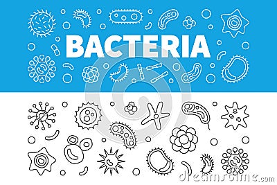 Bacteria horizontal banners set. Vector linear illustration Vector Illustration