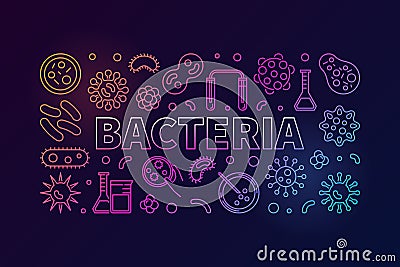 Bacteria horizontal colored illustration made with viruses icons Vector Illustration