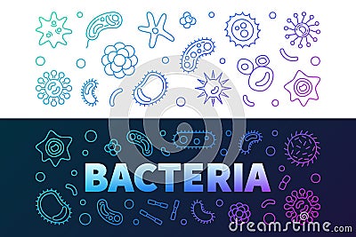 Bacteria horizontal colorful banners - vector line illustration Vector Illustration