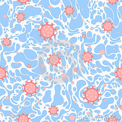 Bacteria icon isolated seamless pattern on white background. Bacteria and germs, microorganism disease causing, cell cancer, Stock Photo