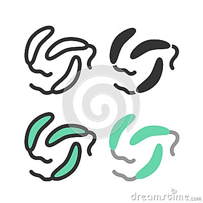 Bacteria, microbe, virus outline vector icon set Vector Illustration