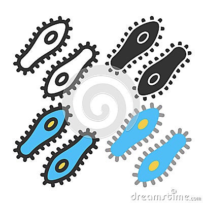 Bacteria, microbe, virus outline vector icon set Vector Illustration