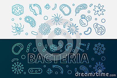 Bacteria microbiology bright line banners - vector illustration Vector Illustration