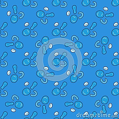 Bacteria Microorganisms vector blue seamless pattern Vector Illustration