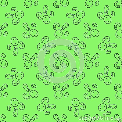 Bacteria Microorganisms vector concept green line seamless pattern Vector Illustration