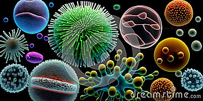 bacteria and other microorganisms for microbiome research Generative AI Stock Photo