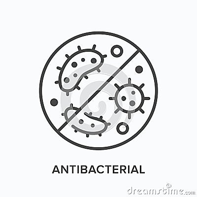 Bacteria and other pathogen icon. Vector outline illustration virus prohibition. Antibacterial pictogram Vector Illustration