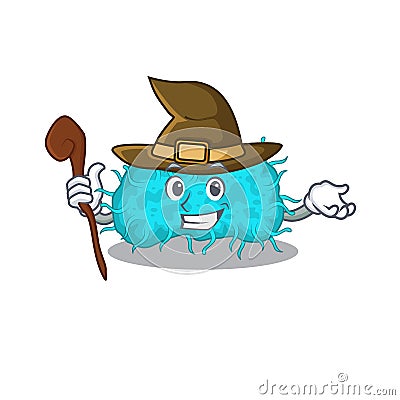 Bacteria prokaryote sneaky and tricky witch cartoon character Vector Illustration