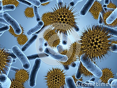 Bacteria seen under a scanning microscope Stock Photo