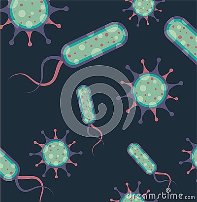 Bacteria under microscope vector Vector Illustration