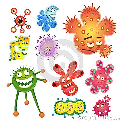 Bacteria and virus cartoon Vector Illustration