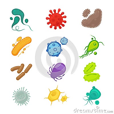 Bacteria and virus icons Vector Illustration