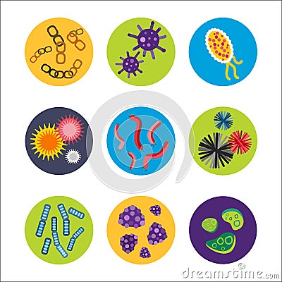 Bacteria virus microscopic isolated microbes icon human microbiology organism and medicine infection biology illness Vector Illustration