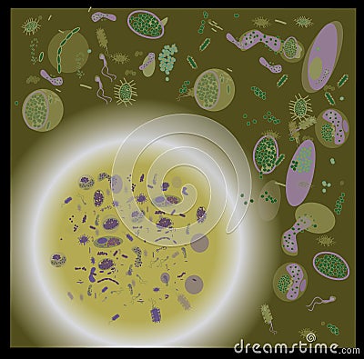 Bacteria and virus seamless pattern inversion Stock Photo
