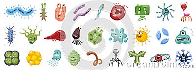 Bacteria of virus vector cartoon set icon.Vector illustration infection germ on white background.Isolated set icon Vector Illustration