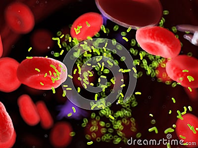 Bacterias in an artery Cartoon Illustration