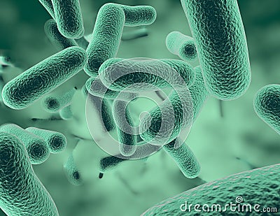 Bacterias 3D rendering medical scientific background illustration.. Cartoon Illustration