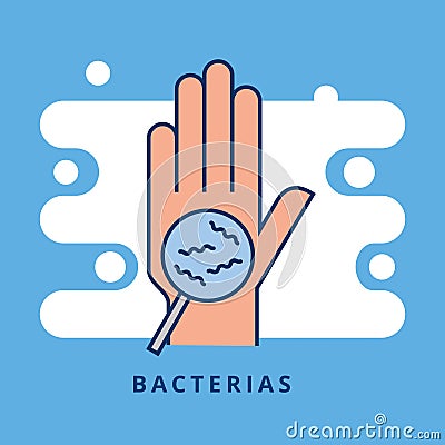 Bacterias in hands. vector Vector Illustration