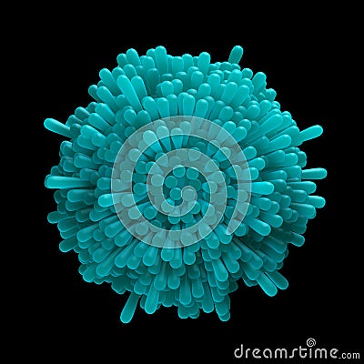 Bacterias isolated on black background. 3d rendering. Stock Photo