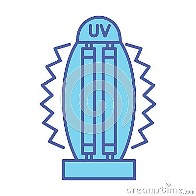 Bactericidal UV lamp. Medical antimicrobial device for home, clinic, hospital. Ultraviolet light disinfection lamp. Ultraviolet Vector Illustration