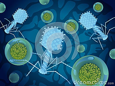 Bacteriophage and hepatitis virus Vector Illustration