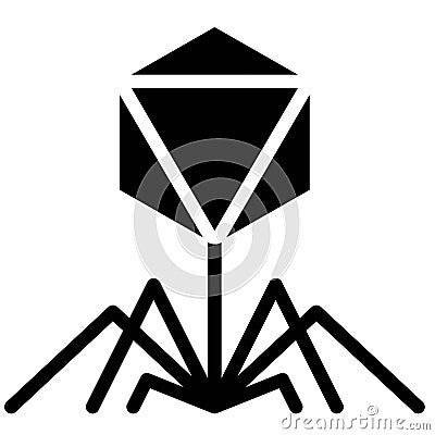 Bacteriophage virus vector illustration, solid style icon Vector Illustration