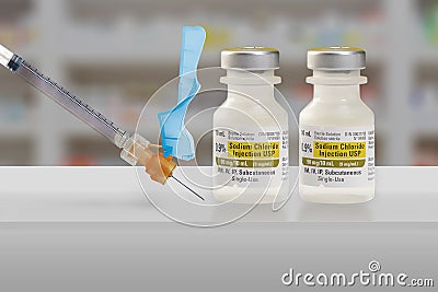 Bacteriostatic Sodium Chloride for injection USP Stock Photo