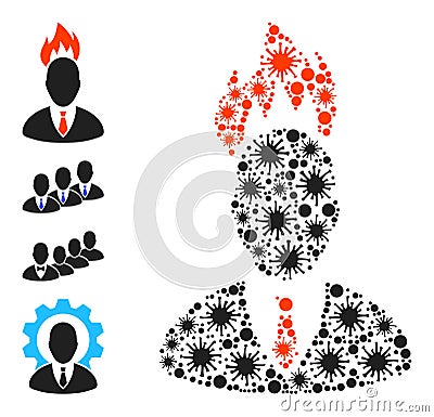 Bacterium Fired Boss Mosaic Icon and More Icons Vector Illustration