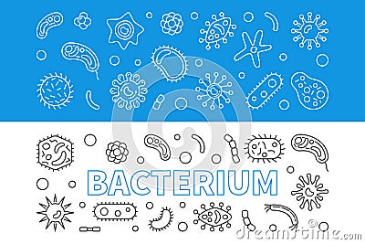 Bacterium microbiology banners. Vector outline illustration Vector Illustration
