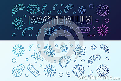 Bacterium microbiology blue banners - vector illustration Vector Illustration