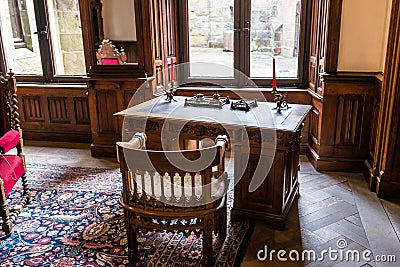 Bad Bentheim, Germany - June 9, 2019. Ancient interior of 11th century Bentheim castle. The castle is completely build from sands Editorial Stock Photo