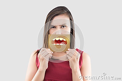 Bad breath or Halitosis Stock Photo