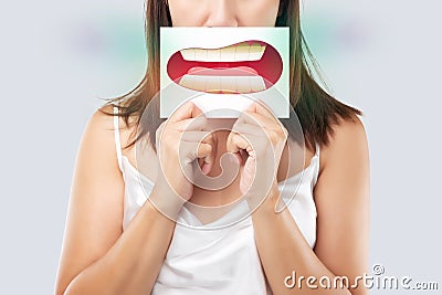 Bad breath or Halitosis Stock Photo